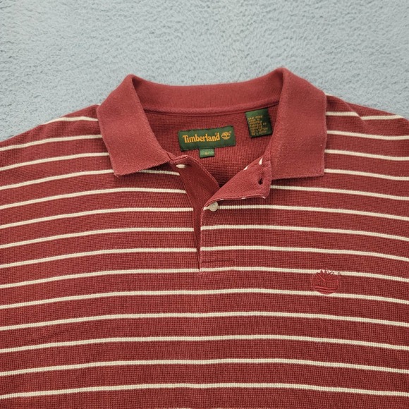 Timberland Shirt Mens Large Red Striped Outdoors Polo Golf Casual Short‎ Sleeve - Picture 2 of 10